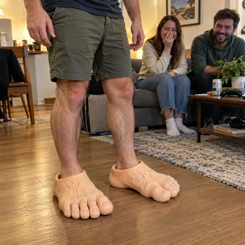 "ordered slippers and accidentally unlocked size 47 feet".